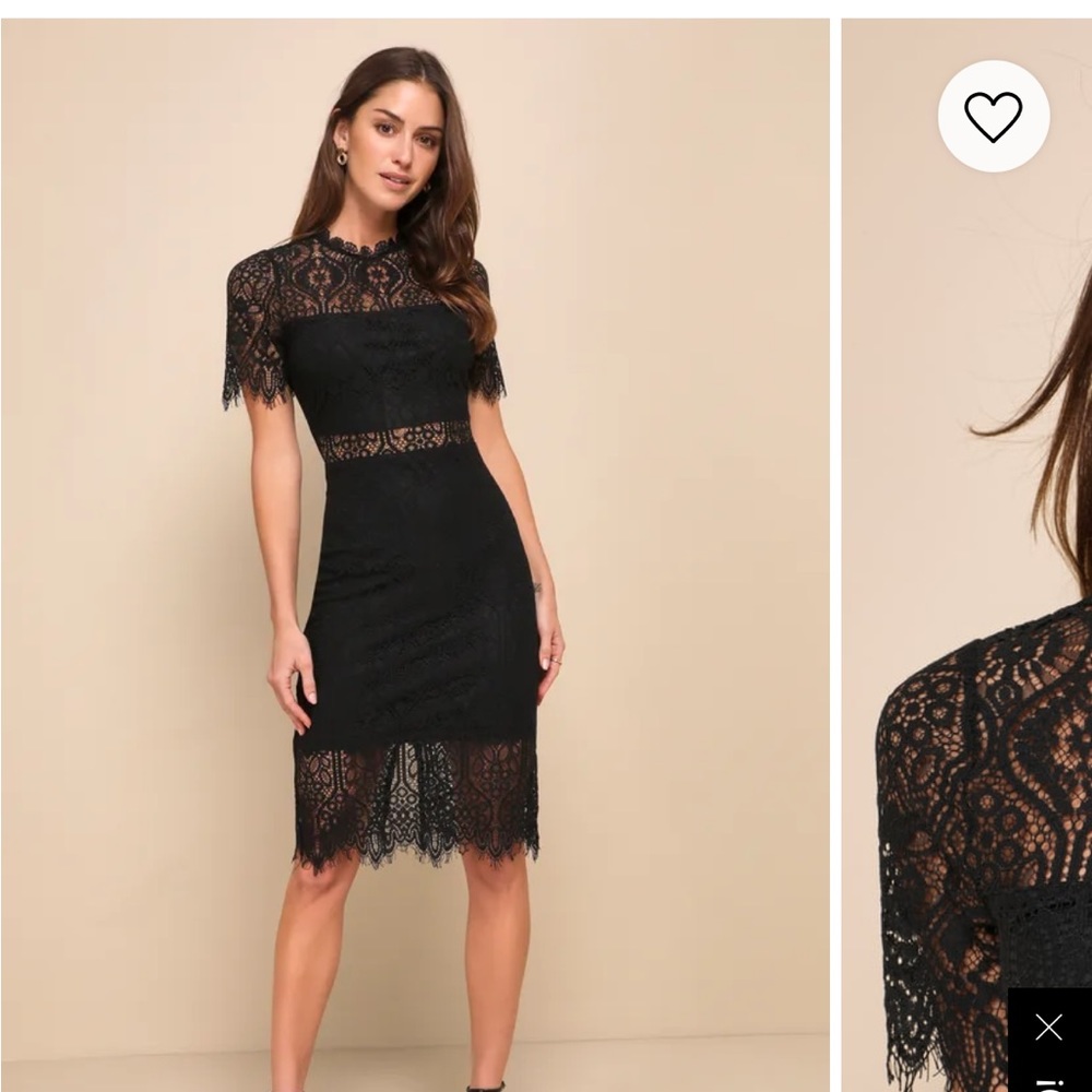 NWT Lulus Remarkable Black Sheer Lace Short Sleeve Mini Dress